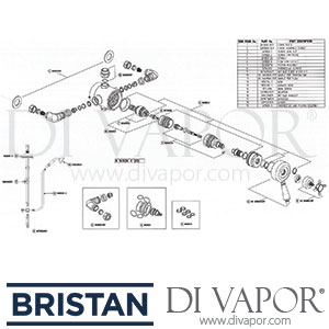 Bristan N SHXDIV C 1901 Thermostatic Shower & Divertor to Shower Handset Spare Parts - BR DV 303
